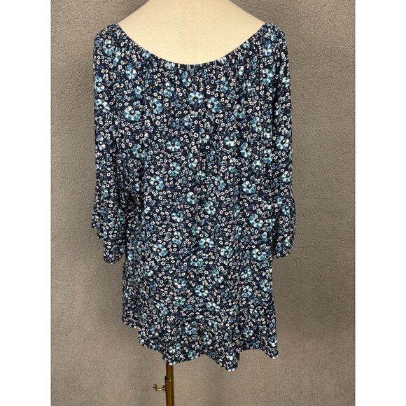Style&Co. Women's Blue Blouse Floral Pattern 3/4 Sleeve Size 3XL New Without Tag - Picture 5 of 8